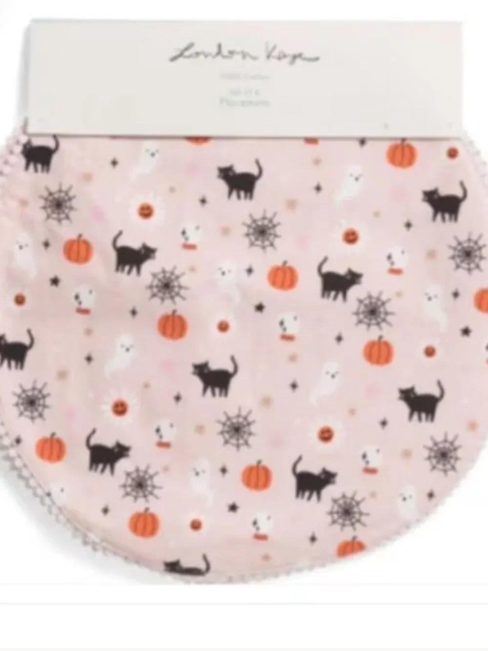 NWT London Kaye Halloween Blush Color Spooky Set of 4 Cotton Round Placemats